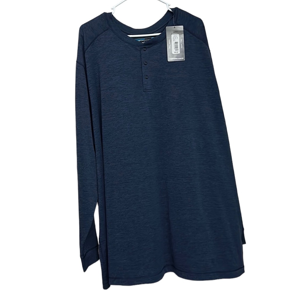 Roundtree & Yorke Long sleeve athletic blue polyester comfy men 3XT